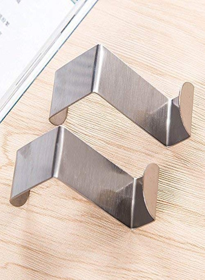 Lukzer Set of 8 Over Door Rack Heavy Duty Reversible Brushed Stainless Steel Hook CH-212 - Image 3